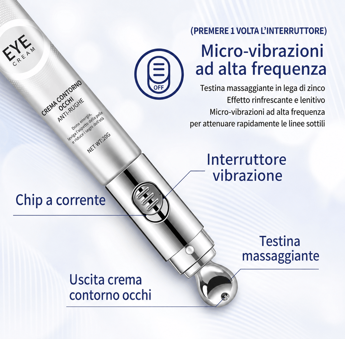 CREMA OCCHI CON VIBRATORE INCORPORATO - Fiocchetto
