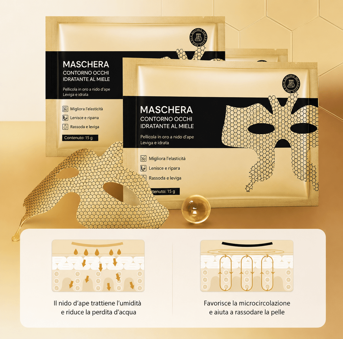 Maschera Collagene Viso 24k (3pc) - Fiocchetto